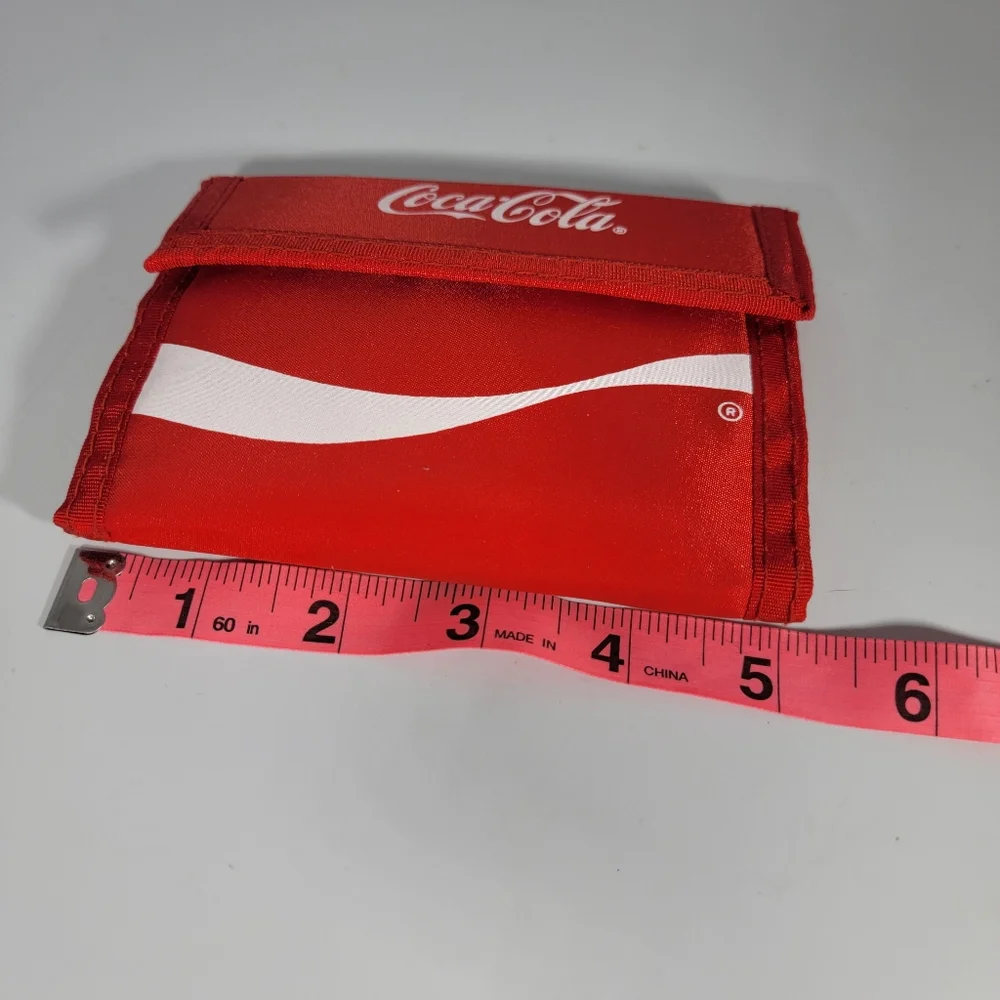 Coca Cola Wave Wallet Red Tri-Fold 1980s Classic Coke Wallet Vintage New
